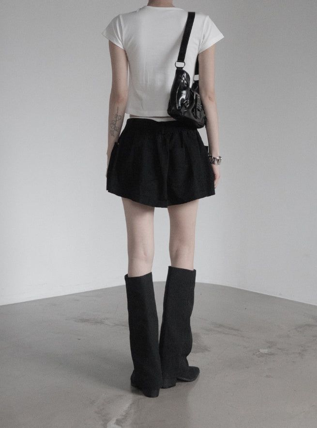 Double-waisted sagging mini skirt