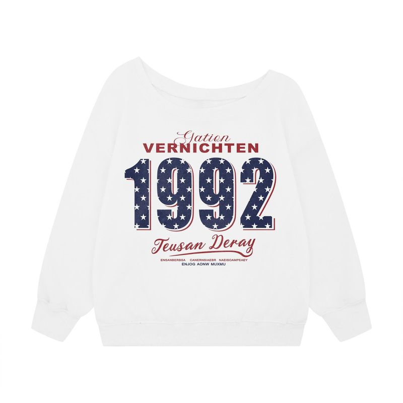 Star Off-Shoulder Loose Fit Sweatshirt 233198150
