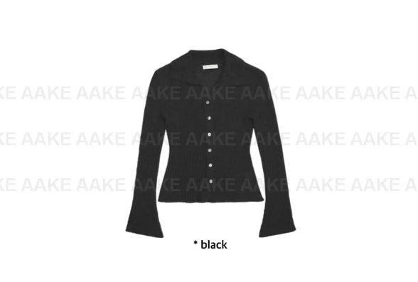 FLARE SLEEVE COLLAR CARDIGAN
