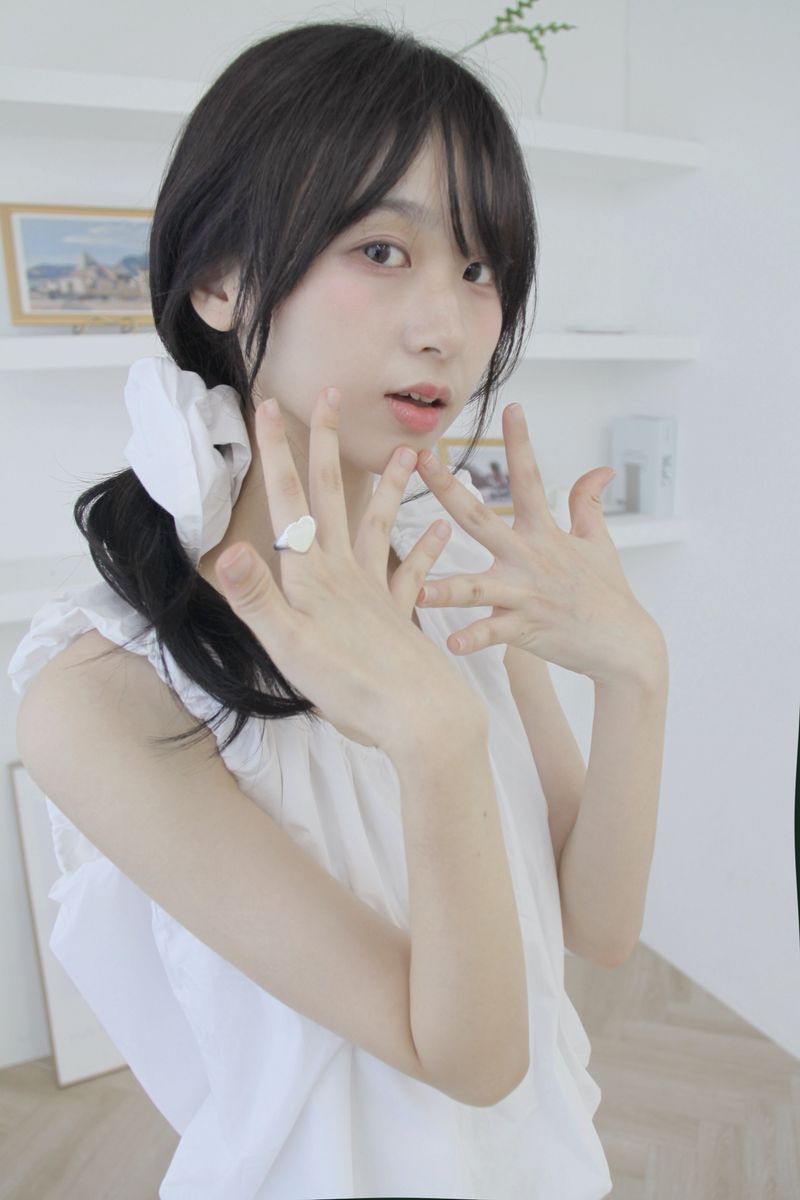 Heart bead silver ring