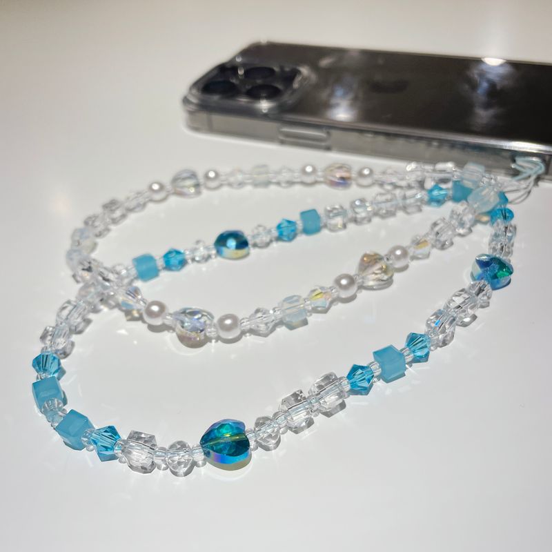 Ocean Blue Heart Me Crystal Long Strap