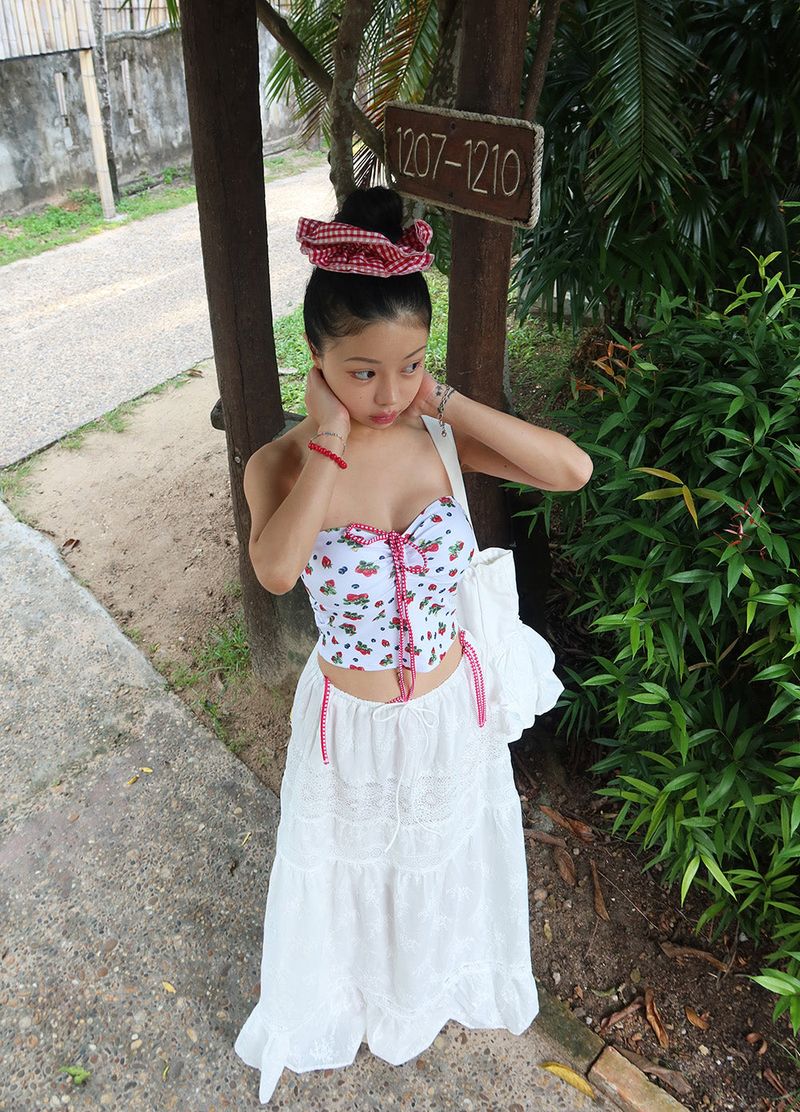 eyelet cancan maxi long skirt