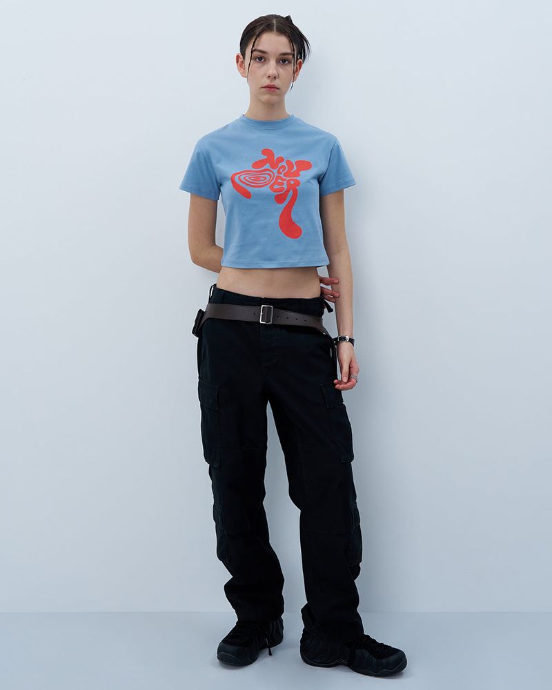 TWISTED LOGO CROP TSHIRT-BLUE
