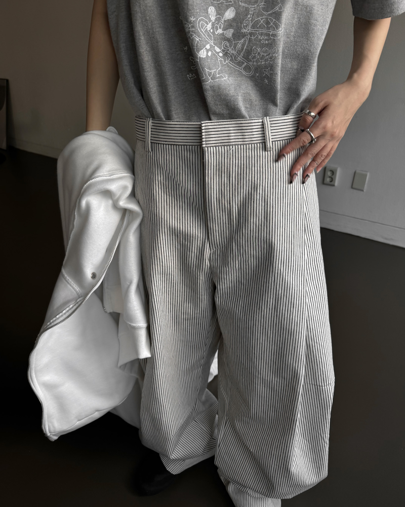 Curved stripe pants (Unisex)