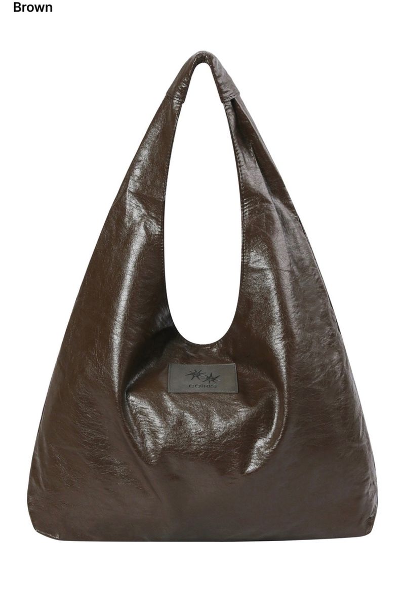MIV GLOSSY LEATHER SHOULDER BAG