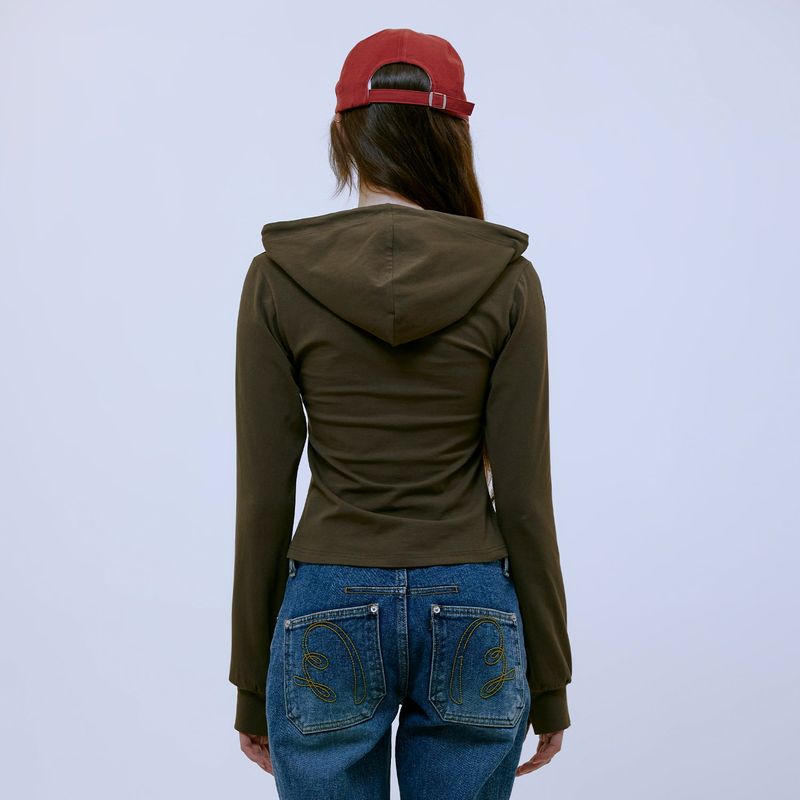 Cut Out Slim Hoodie (BROWN)