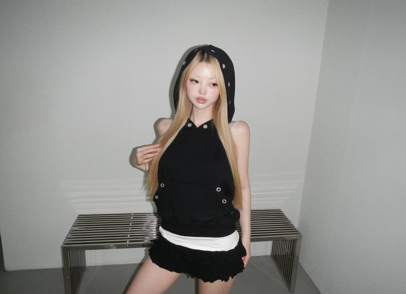 puching backless hoodie(3 color)