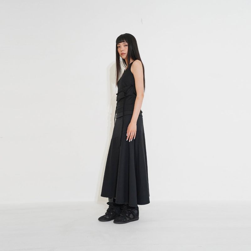 Cubic line long skirt 001