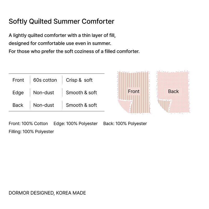 Borderline Pattern Reversible Summer Comforter - Pink stripe - Q size