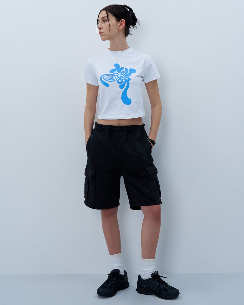 TWISTED LOGO CROP TSHIRT-WHITE