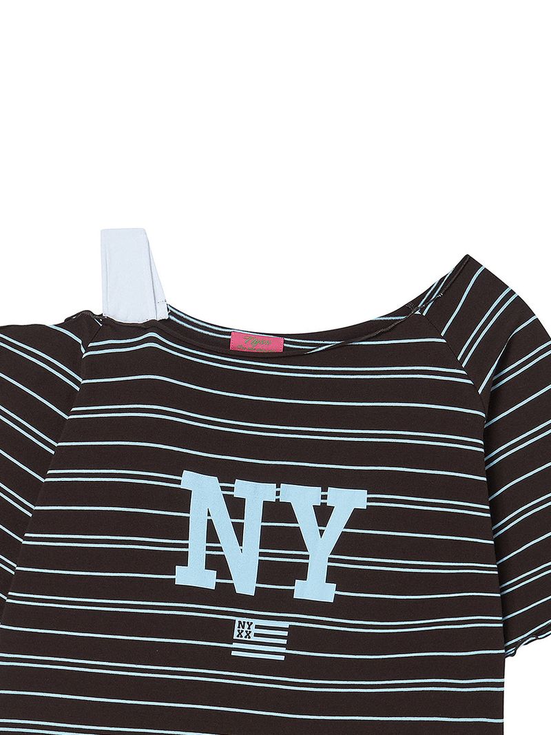 STRIPE OFF SHOULDER SS CHARCOAL