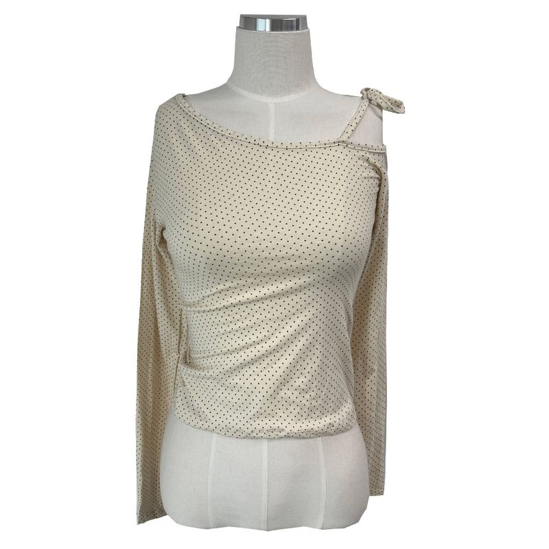 Mini Dot One Shoulder Long Sleeve Tee (4 Colors)