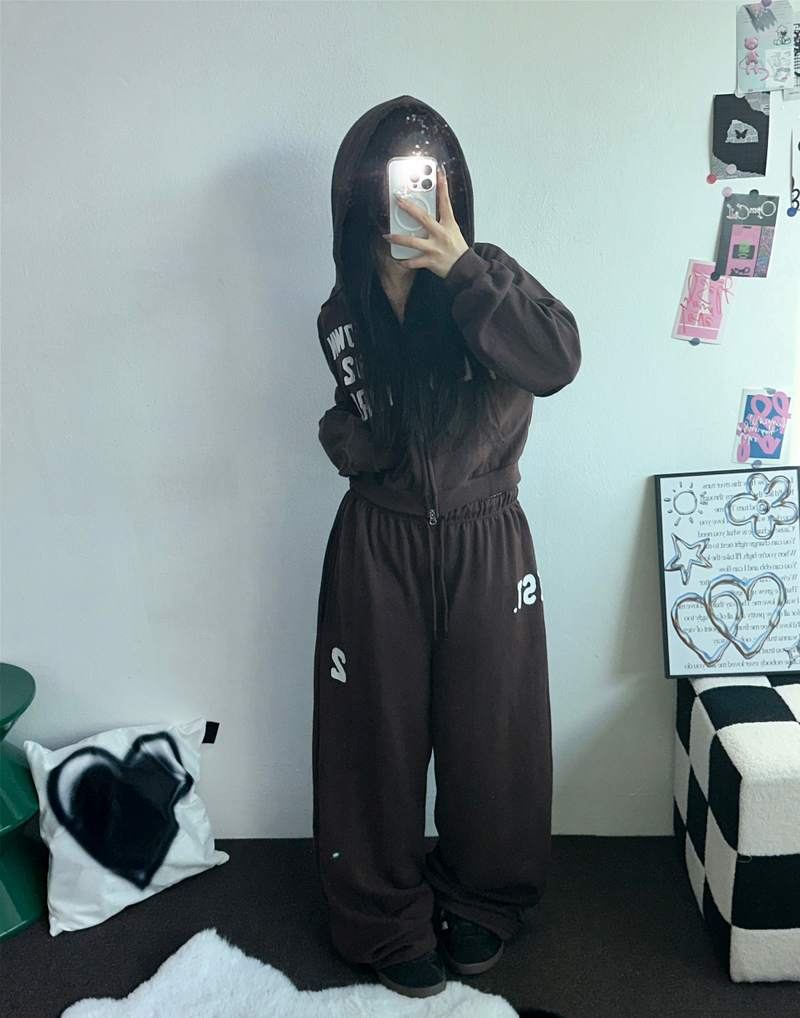 ストリートパッチフーディージップアップ🤎🤍🖤3COLOR