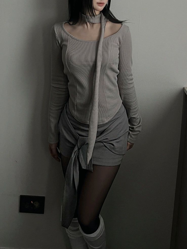 Drape wrap skirt pants