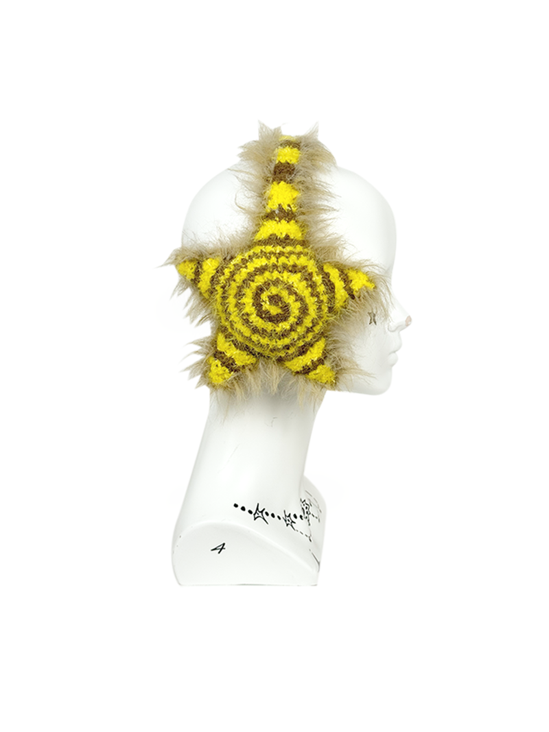 Handmade Crochet Star Ear Muffs in Banana Latte Color (Yellow & Warm Latte Brown)