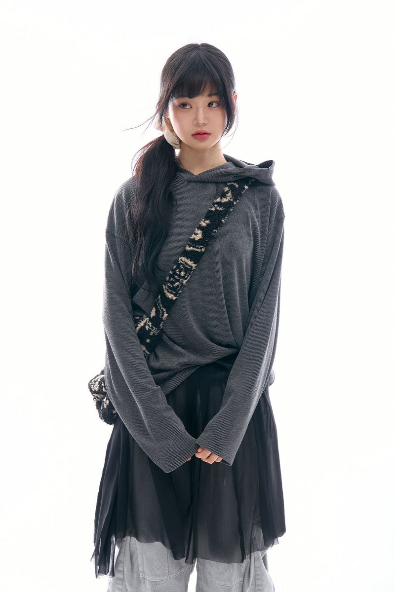 Raucohouse(ラウコハウス)の「Grave stretch rib hoodie(Tops)」