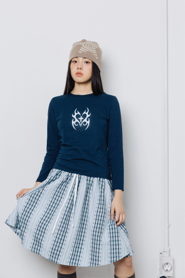 クロッシーカワイイカプリスリーブ - ネイビー