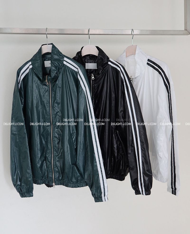 [UNISEX] Track Glossy Windbreaker Jersey Jacket