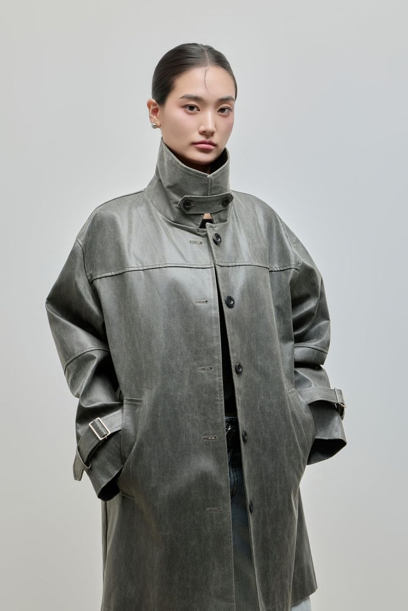 Vintage Leather Half Coat