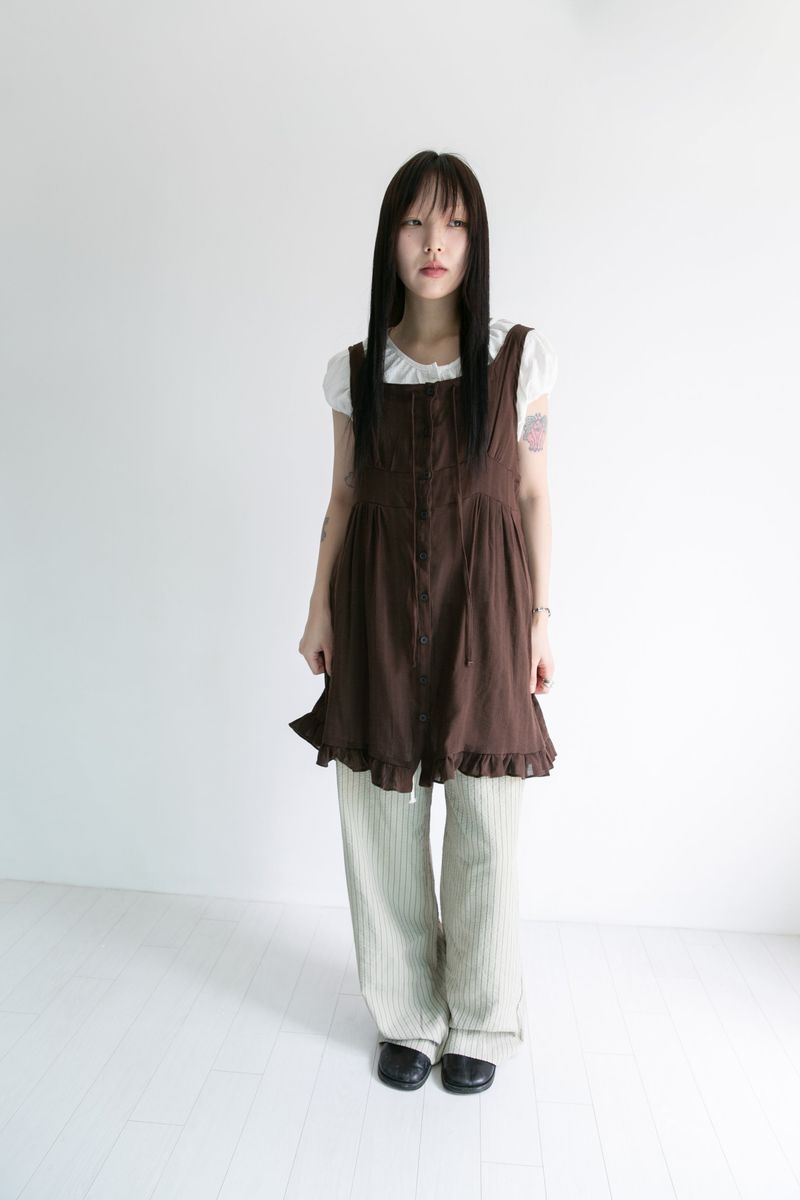 frill natural sleeveless ops(3colors)