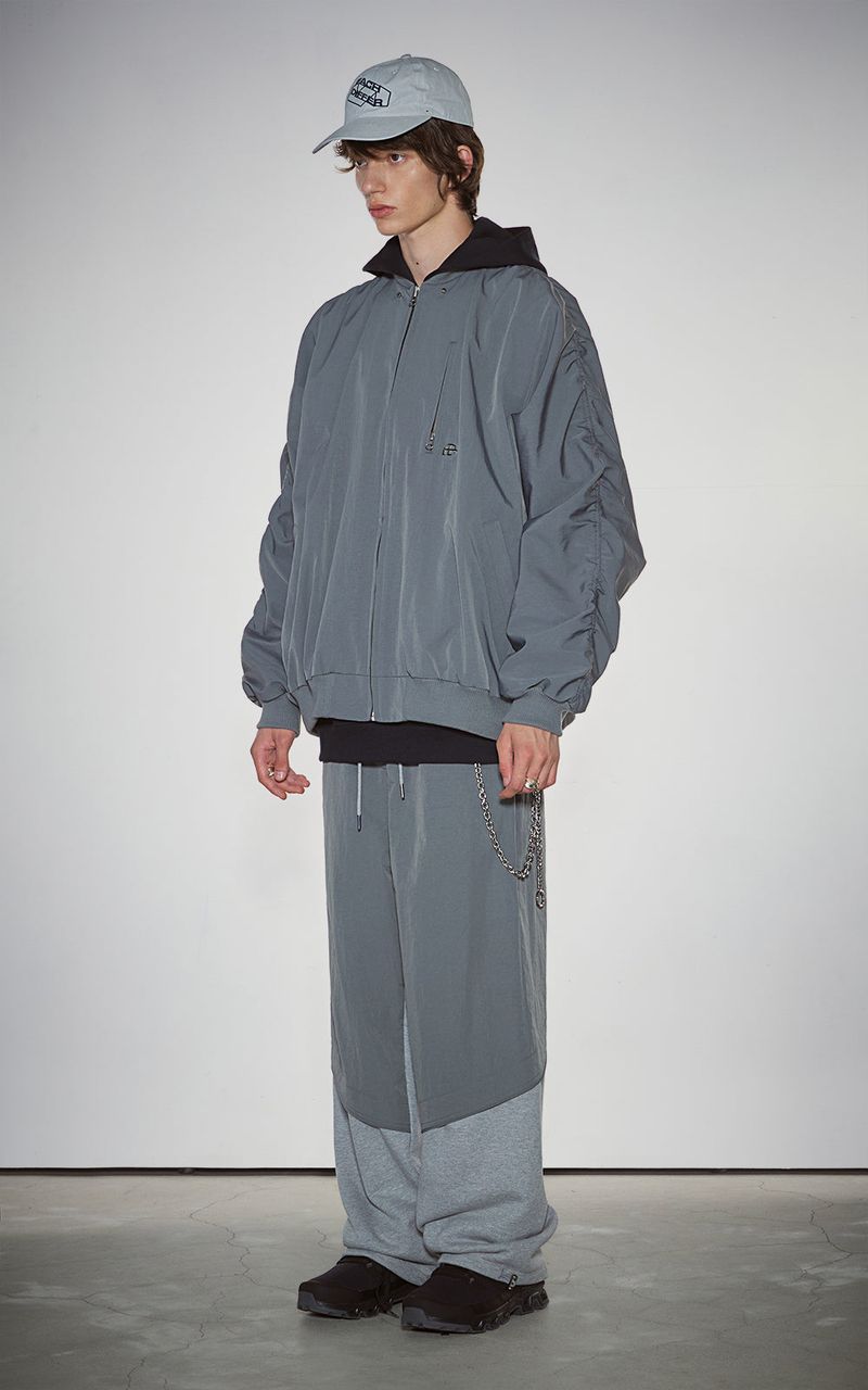 SHIRRING SLEEVED MA-1_GRAY