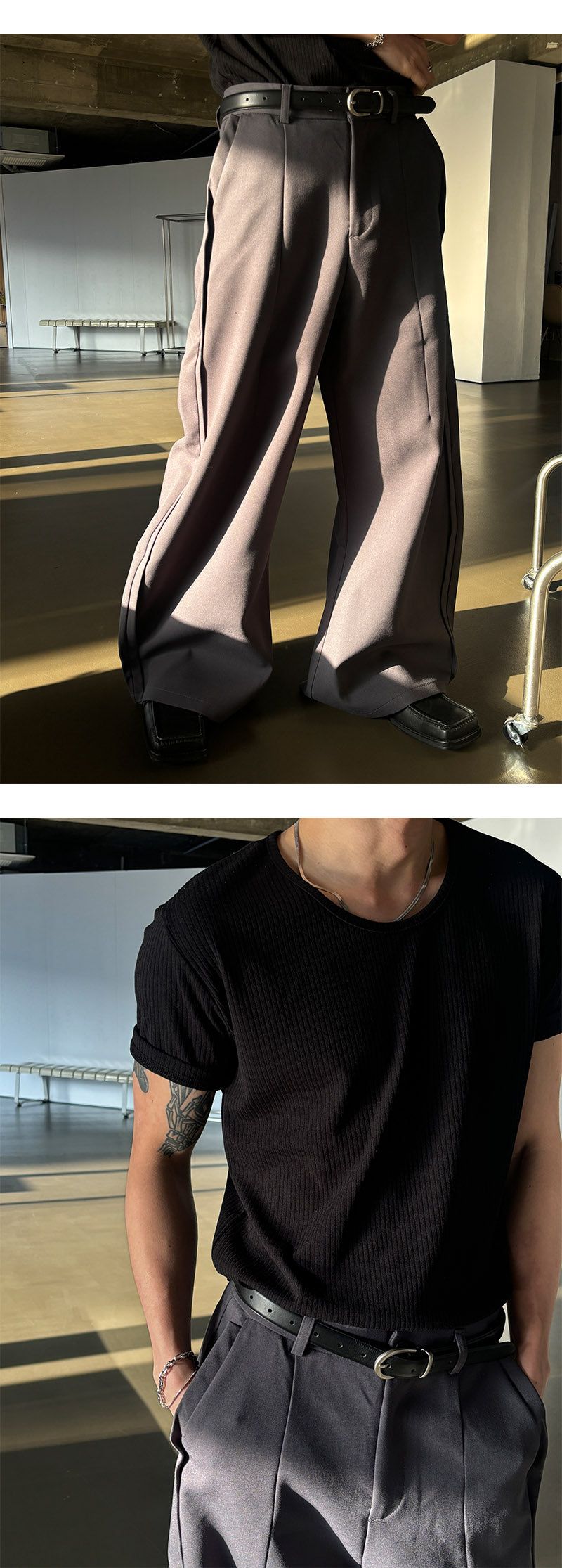  [Unisex] Wide over flare slacks(2color)