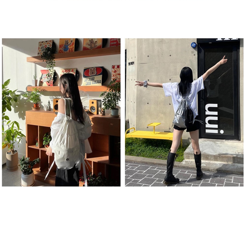 GLOSSY STRING BACK PACK_SILVER