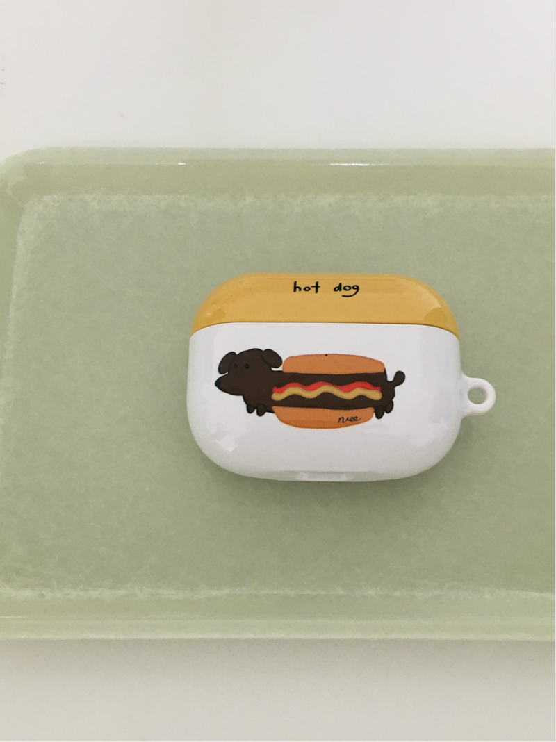hot dog air pods case (mustard)