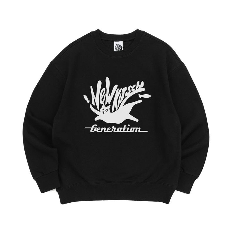 FISH CAT SWEATSHIRTS-BLACK