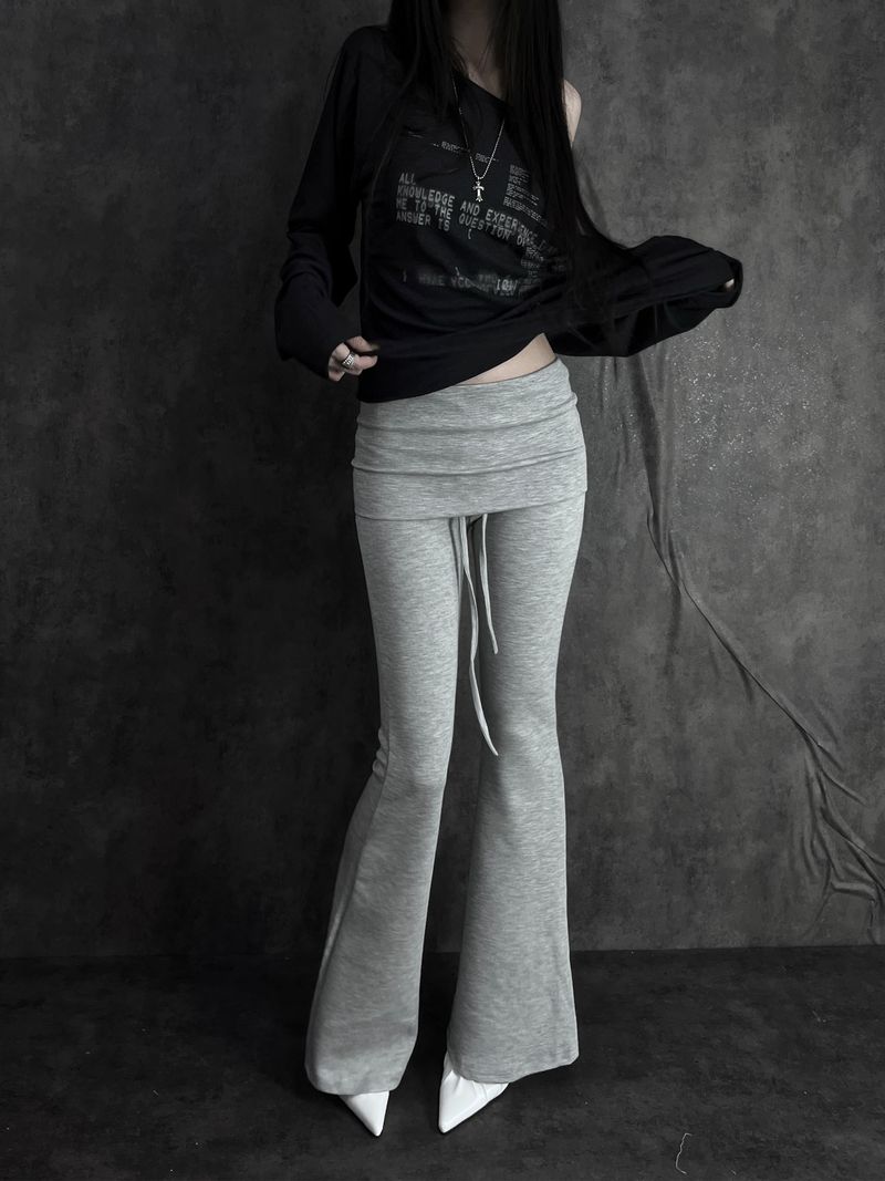 low-rise bootcut folding pants (2color)