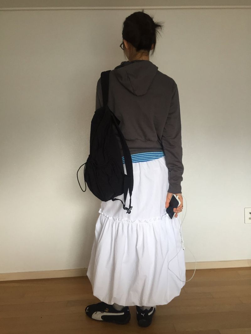 pumpkin nylon long skirt