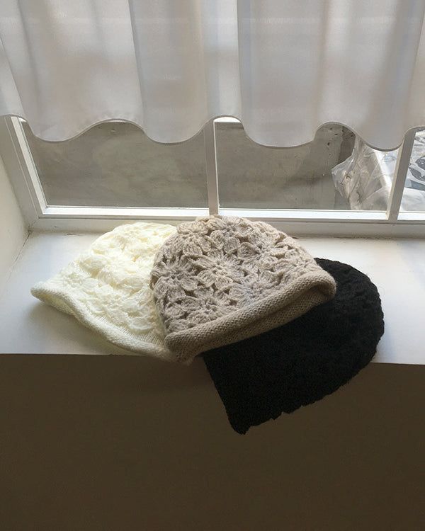 Resu Flower Pattern Knit Beanie