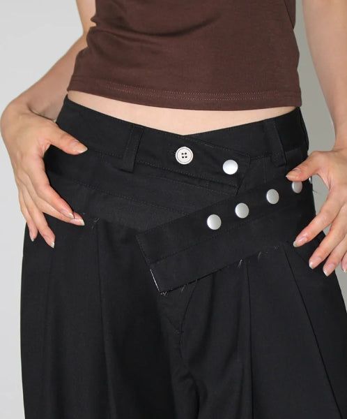 [BELT SET] CROSS LINE WIDE SLACKS