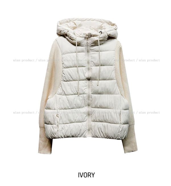 Fog Hooded Knit Lightweight Padded Jacket