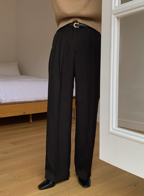 luch wool pintuck wide slacks