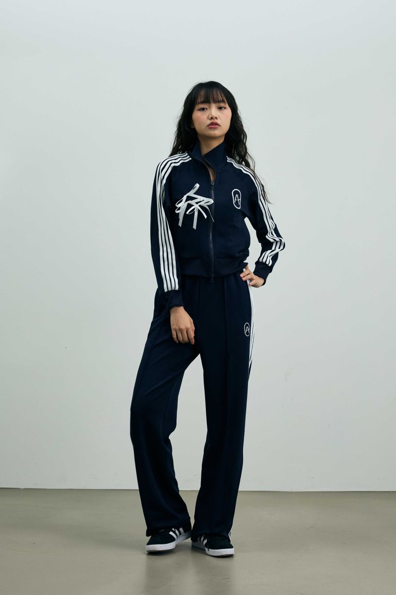 RIBBON JERSEY TRACK PANTS / NAVY