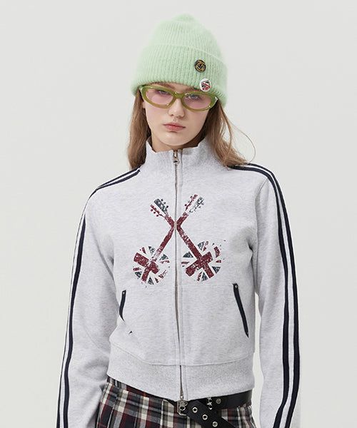 KIRSH（キルシー）の「UNION JACK JERSEY ZIP UP [MELANGE GRAY]（Tops）」