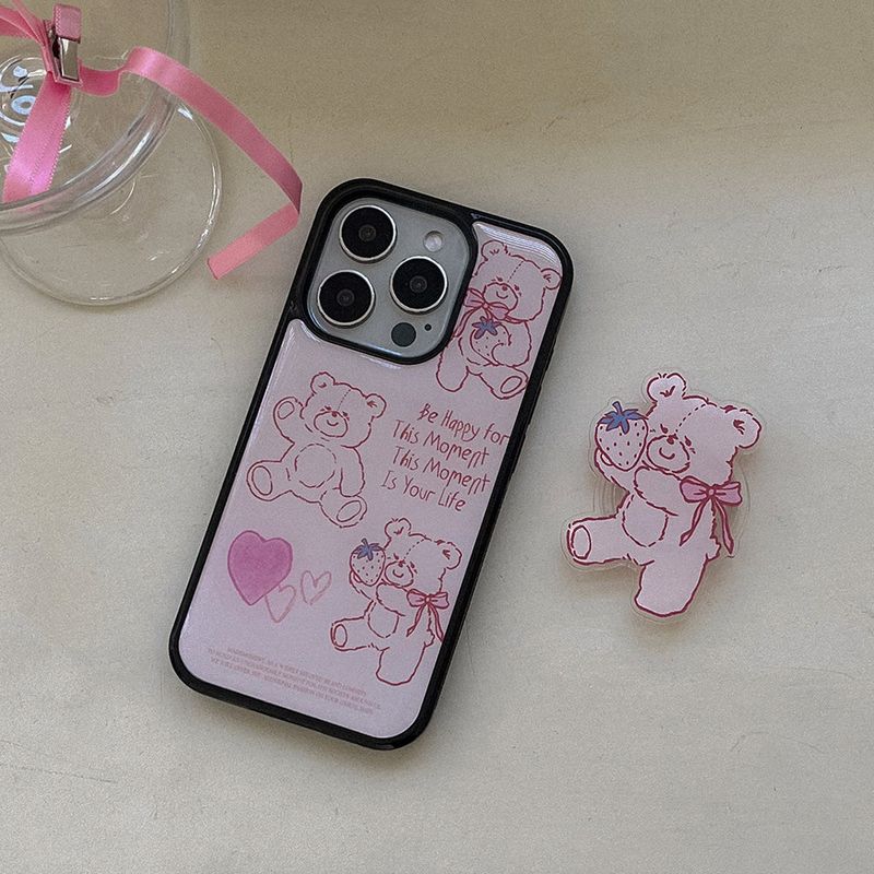 [Mademoment] fluffy strawberry bear design iphone epoxy case