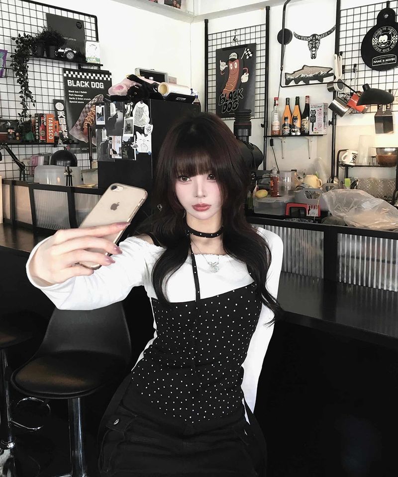 Lace Mini Star T-shirt_black