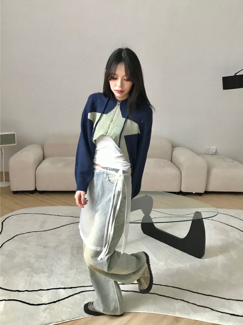 Marco crop knit zip up