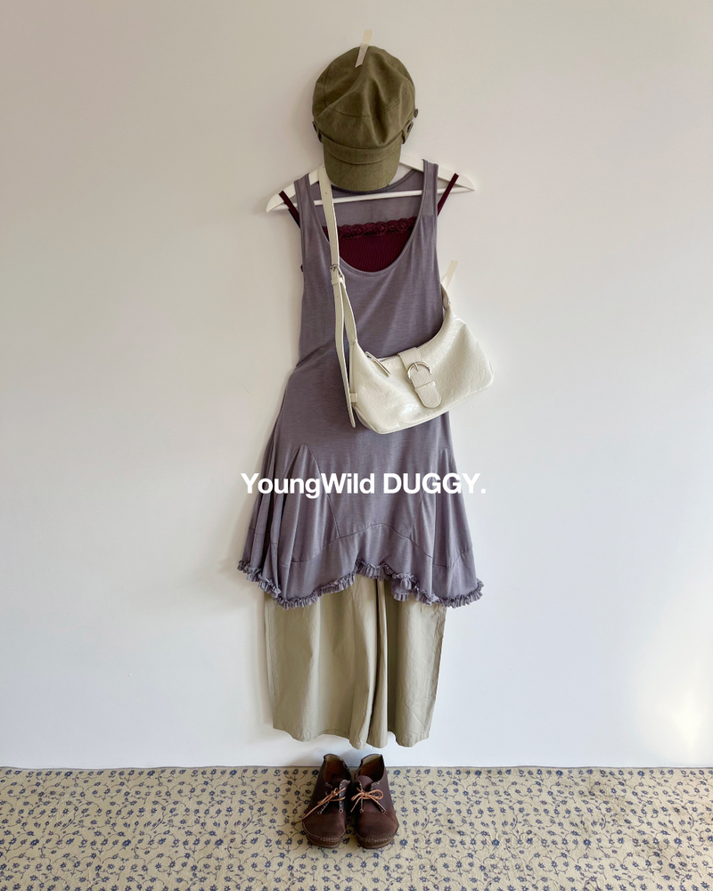 Drop ribbed lace sleeveless top (7color) 