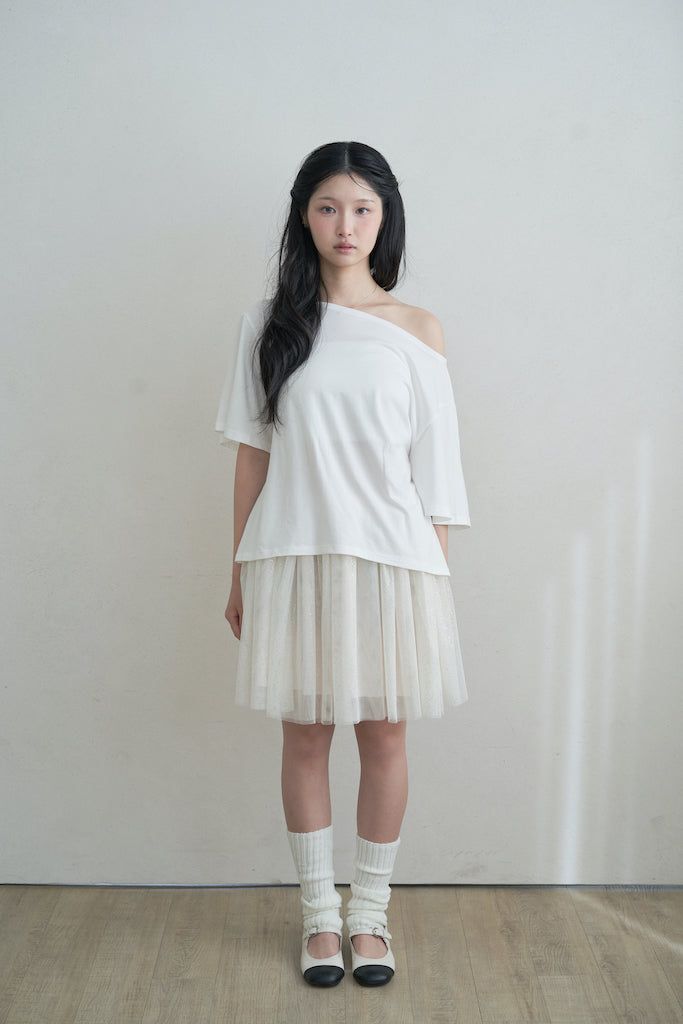 ビッグリボンストラップルーズトップス - white