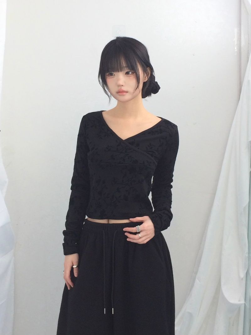 Floral cross-neck top