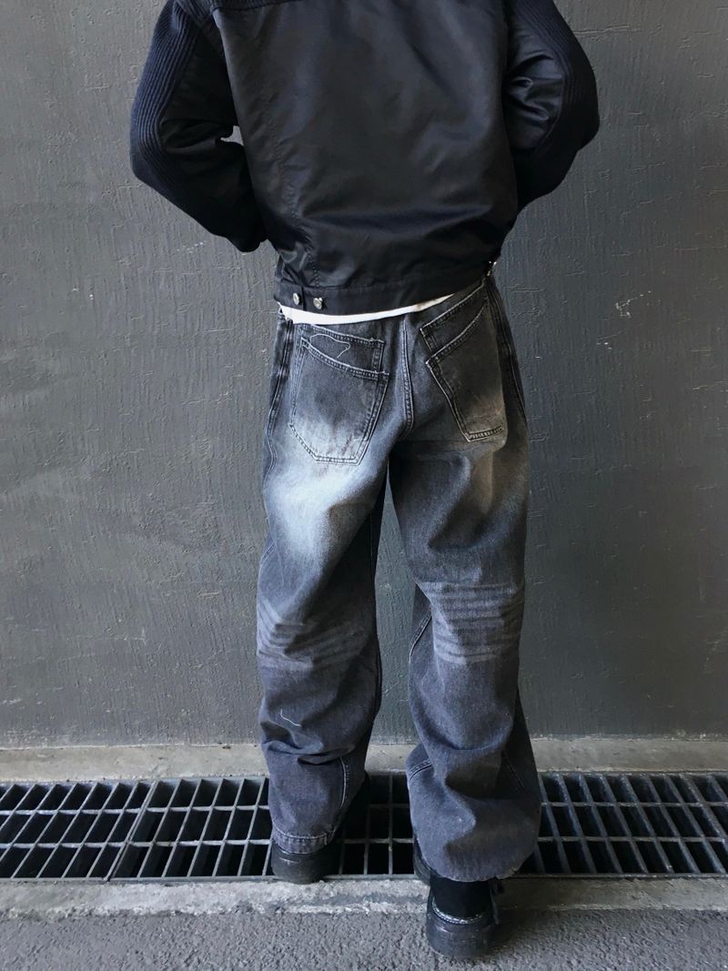 Swain Double Back Pocket Wide Denim Pants 2C