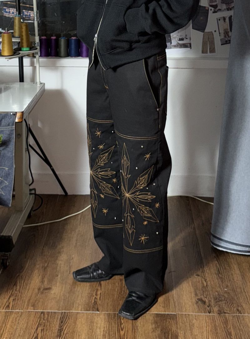  [Hand-Made「007」] Snowflake Studded Pants_Black