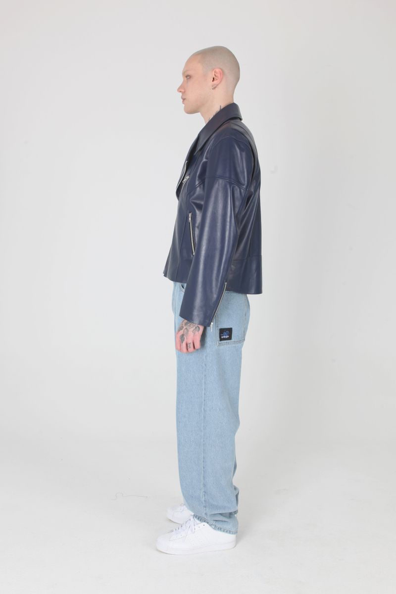 Midnight Blue Lamb Skin Rider Jacket