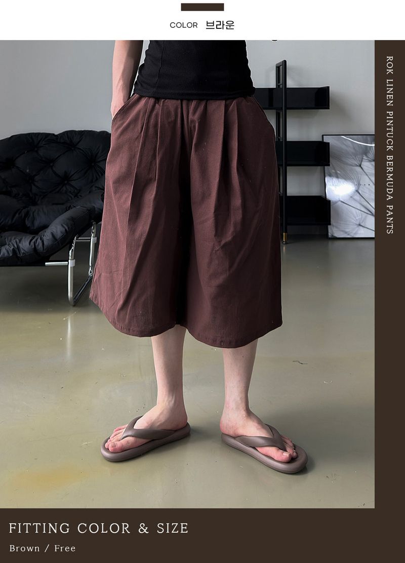 Rok Linen Pintuck Bermuda Pants