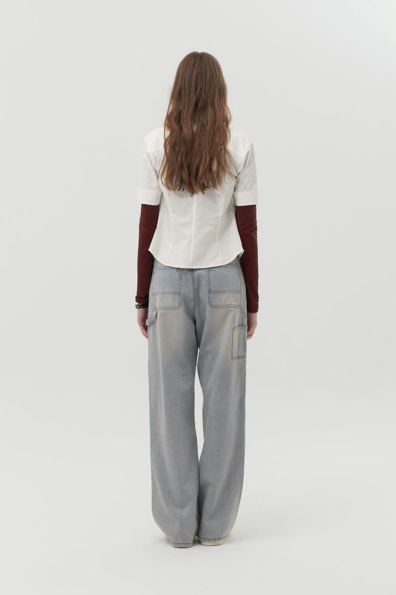 CARPENTER WIDE FIT DENIM PANTS [LIGHT BLUE]