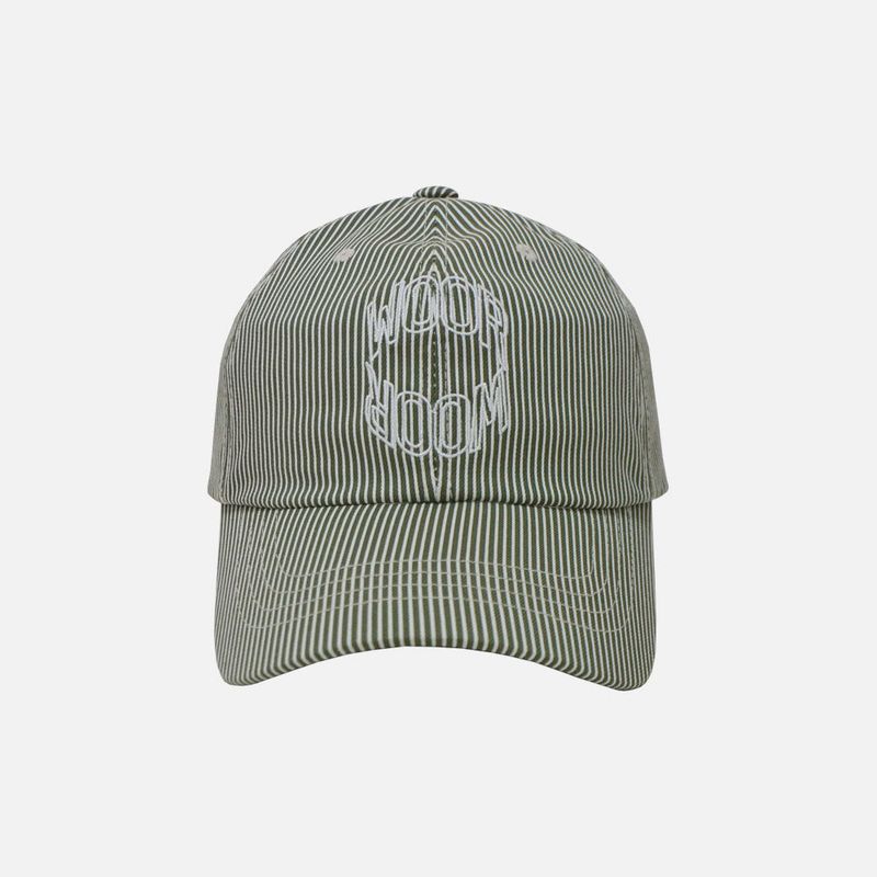 WOOR(ウール)の「STRIPE CURVE CAP (DARK GREEN)(Hats)」