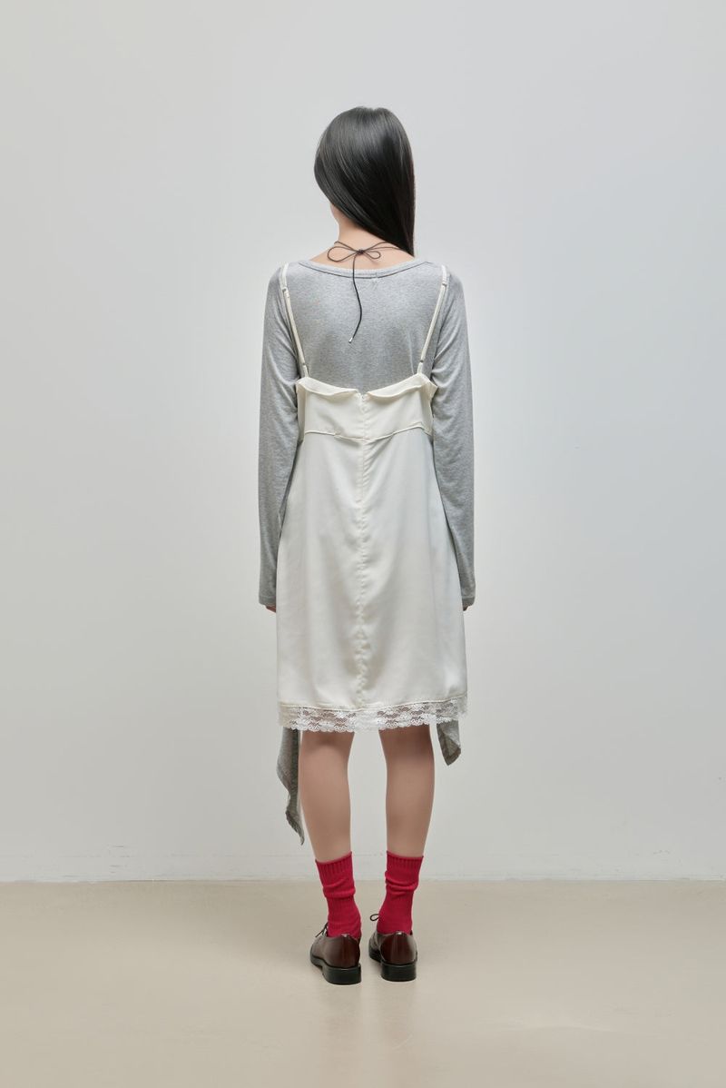 Silky Lace Bustier Dress_Ivory